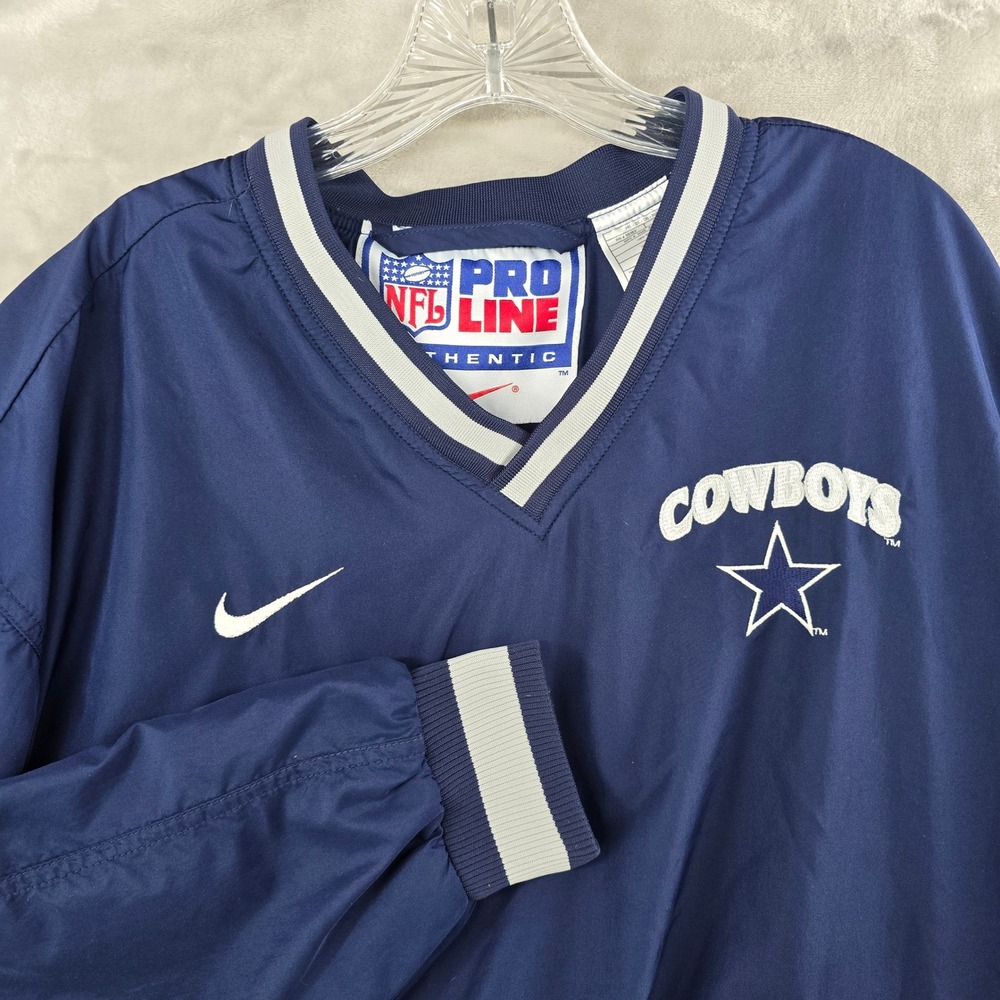 VintagecNike Windbreaker Men XL Navy Dallas Cowboys NFL Pro Line Pullover V-Neck